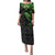 Polynesian Family Matching Puletasi Dress and Hawaiian Shirt Hammerhead Shark Tribal Pattern Black Green Version TS04 Mom's Dress Black/Green - Polynesian Pride