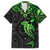 Polynesian Family Matching Short Sleeve Bodycon Dress and Hawaiian Shirt Hammerhead Shark Tribal Pattern Black Green Version TS04 Dad's Shirt - Short Sleeve Black/Green - Polynesian Pride