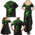 Polynesian Family Matching Summer Maxi Dress and Hawaiian Shirt Hammerhead Shark Tribal Pattern Black Green Version TS04 - Polynesian Pride