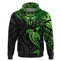 Polynesian Hoodie Hammerhead Shark Tribal Pattern Black Green Version TS04 Black Green - Polynesian Pride