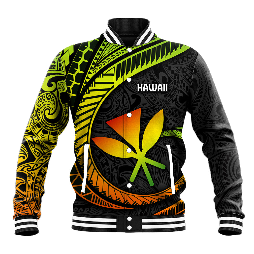 Hawaii Kanaka Maoli Baseball Jacket Polynesian Tornado Infusion Gradient TS04 Unisex Gradient - Polynesian Pride