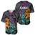 Hawaii Polynesian Baseball Jersey with Tribal Hammerhead Sharks and Hibiscus Black TS04 - Polynesian Pride