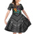 Hawaii Polynesian Family Matching Long Sleeve Bodycon Dress and Hawaiian Shirt with Tribal Hammerhead Sharks and Hibiscus Black TS04 Daughter's Dress Black - Polynesian Pride