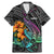 Hawaii Polynesian Family Matching Mermaid Dress and Hawaiian Shirt with Tribal Hammerhead Sharks and Hibiscus Black TS04 Dad's Shirt - Short Sleeve Black - Polynesian Pride