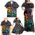 Hawaii Polynesian Family Matching Off Shoulder Maxi Dress and Hawaiian Shirt with Tribal Hammerhead Sharks and Hibiscus Black TS04 - Polynesian Pride