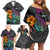 Hawaii Polynesian Family Matching Off Shoulder Short Dress and Hawaiian Shirt with Tribal Hammerhead Sharks and Hibiscus Black TS04 - Polynesian Pride