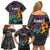 Hawaii Polynesian Family Matching Off Shoulder Short Dress and Hawaiian Shirt with Tribal Hammerhead Sharks and Hibiscus Black TS04 - Polynesian Pride