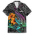 Hawaii Polynesian Family Matching Puletasi Dress and Hawaiian Shirt with Tribal Hammerhead Sharks and Hibiscus Black TS04 Dad's Shirt - Short Sleeve Black - Polynesian Pride