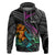 Hawaii Polynesian Hoodie with Tribal Hammerhead Sharks and Hibiscus Black TS04 Pullover Hoodie Black - Polynesian Pride