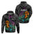 Hawaii Polynesian Hoodie with Tribal Hammerhead Sharks and Hibiscus Black TS04 - Polynesian Pride