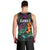 Hawaii Polynesian Men Tank Top with Tribal Hammerhead Sharks and Hibiscus Black TS04 - Polynesian Pride