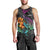 Hawaii Polynesian Men Tank Top with Tribal Hammerhead Sharks and Hibiscus Black TS04 - Polynesian Pride