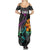 Hawaii Polynesian Summer Maxi Dress with Tribal Hammerhead Sharks and Hibiscus Black TS04 - Polynesian Pride