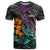 Hawaii Polynesian T Shirt with Tribal Hammerhead Sharks and Hibiscus Black TS04 Black - Polynesian Pride