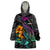 Hawaii Polynesian Wearable Blanket Hoodie with Tribal Hammerhead Sharks and Hibiscus Black TS04 One Size Black - Polynesian Pride