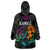 Hawaii Polynesian Wearable Blanket Hoodie with Tribal Hammerhead Sharks and Hibiscus Black TS04 - Polynesian Pride