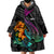 Hawaii Polynesian Wearable Blanket Hoodie with Tribal Hammerhead Sharks and Hibiscus Black TS04 - Polynesian Pride