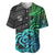 Zodiac Cancer Baseball Jersey Polynesian in Gradient Blue TS04 Gradient Blue - Polynesian Pride