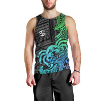 Zodiac Cancer Men Tank Top Polynesian in Gradient Blue TS04 - Polynesian Pride