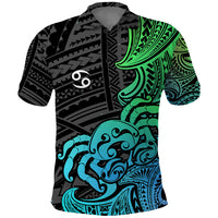 Zodiac Cancer Polo Shirt Polynesian in Gradient Blue TS04 Gradient Blue - Polynesian Pride