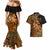 Zodiac Scorpio Couples Matching Mermaid Dress and Hawaiian Shirt Polynesian in Orange TS04 - Polynesian Pride