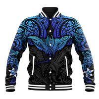 Polynesian Ray Pattern Baseball Jacket TS04 Unisex Black Blue - Polynesian Pride