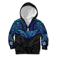 Polynesian Ray Pattern Kid Hoodie TS04 Zip Hoodie Black Blue - Polynesian Pride