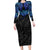 Polynesian Ray Pattern Long Sleeve Bodycon Dress TS04 Long Dress Black/Blue - Polynesian Pride