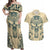 Polynesian Couples Matching Off Shoulder Maxi Dress and Hawaiian Shirt Warrior Skull with Tribal Patterns Tattoo Design TS04 Yellow - Polynesian Pride