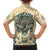 Polynesian Family Matching Off Shoulder Long Sleeve Dress and Hawaiian Shirt Warrior Skull with Tribal Patterns Tattoo Design TS04 - Polynesian Pride