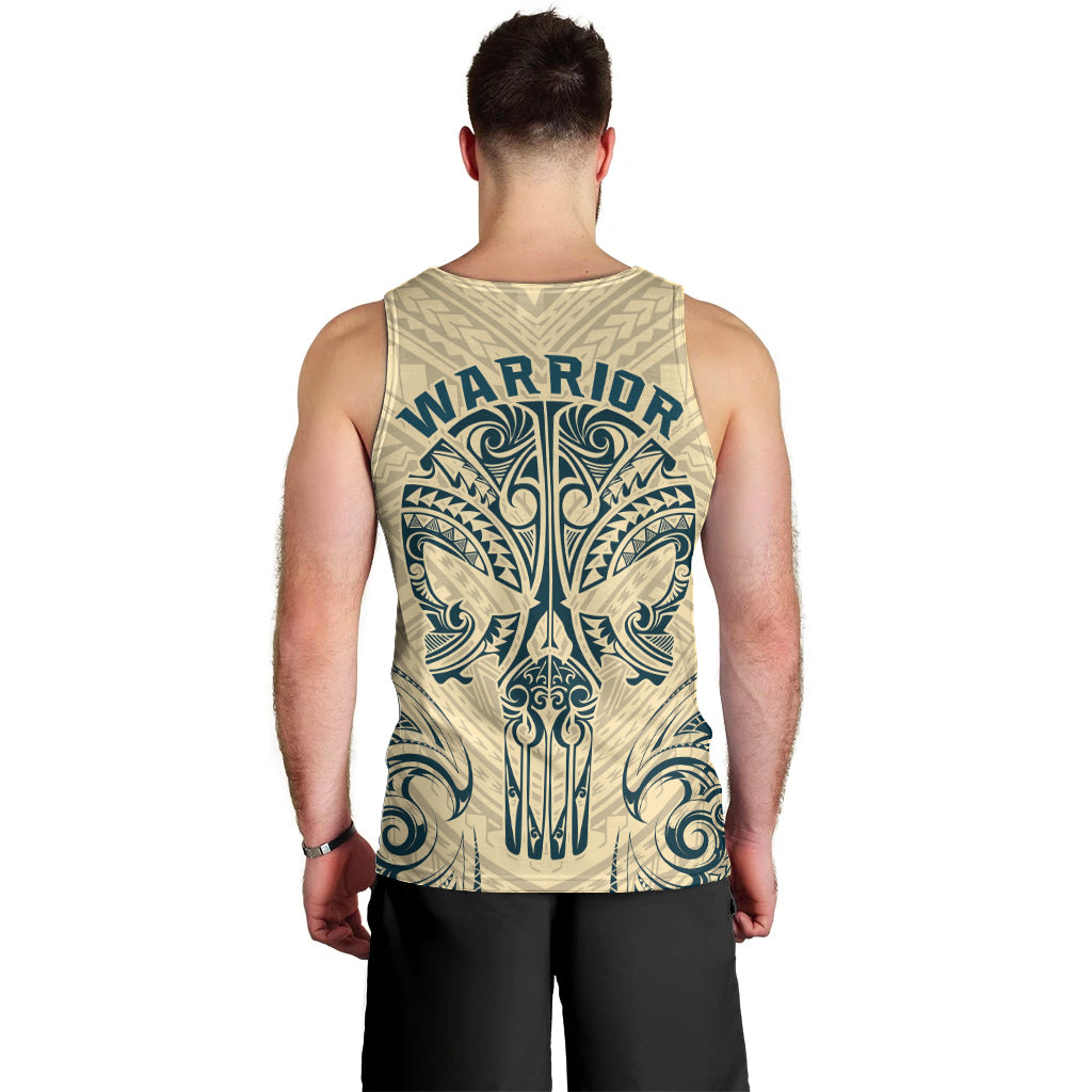 Polynesian Men Tank Top Warrior Skull with Tribal Patterns Tattoo Design TS04 - Polynesian Pride