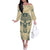 Polynesian Off The Shoulder Long Sleeve Dress Warrior Skull with Tribal Patterns Tattoo Design TS04 Women Yellow - Polynesian Pride