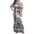 Hawaii Family Matching Off Shoulder Maxi Dress and Hawaiian Shirt with Polynesian Turtle TS04 Mom's Dress Black/White - Polynesian Pride