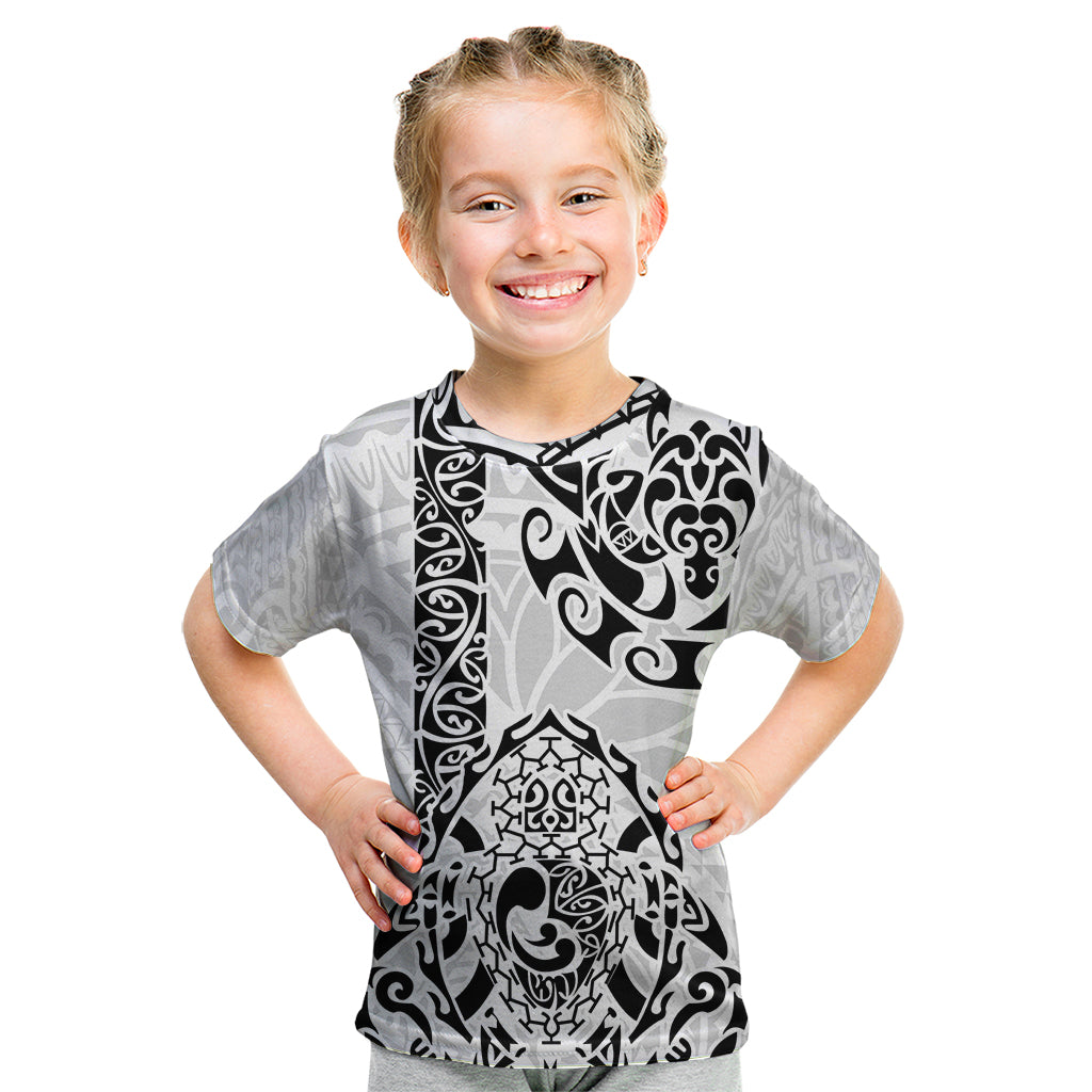 Hawaii Kid T Shirt with Polynesian Turtle TS04 Black White - Polynesian Pride