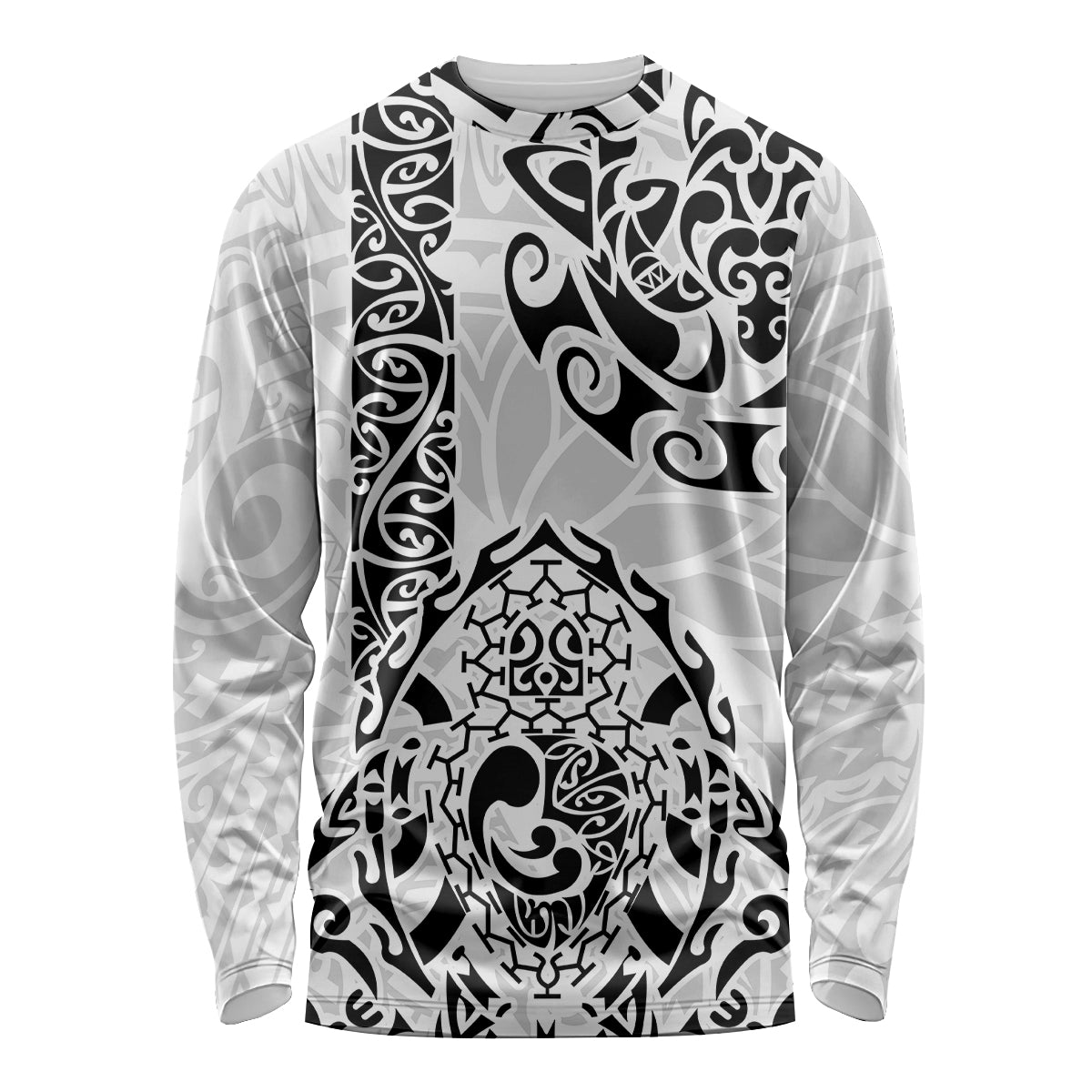 Hawaii Long Sleeve Shirt with Polynesian Turtle TS04 Unisex Black White - Polynesian Pride