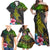 Polynesian Family Matching Off Shoulder Maxi Dress and Hawaiian Shirt Whales and Compass Gradient Pattern TS04 - Polynesian Pride