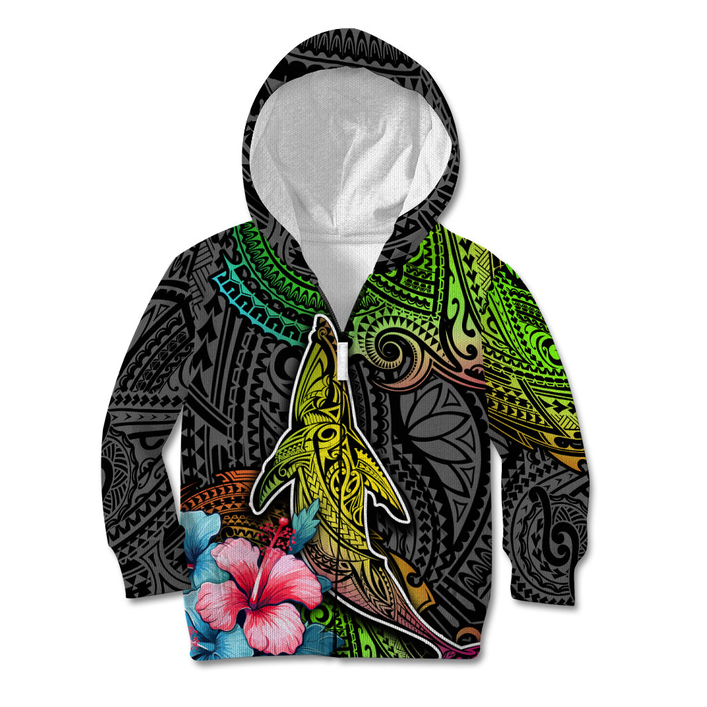 Polynesian Kid Hoodie Whales and Compass Gradient Pattern TS04 Zip Hoodie Gradient - Polynesian Pride