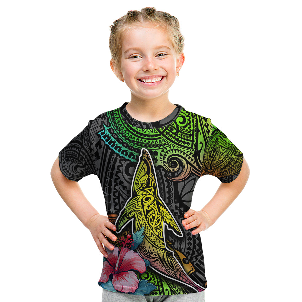 Polynesian Kid T Shirt Whales and Compass Gradient Pattern TS04 Gradient - Polynesian Pride