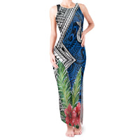 Polynesian Tank Maxi Dress Whale Pattern and Hibiscus Flowers TS04 Women Multicolor - Polynesian Pride