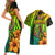 Hawaii Couples Matching Short Sleeve Bodycon Dress and Hawaiian Shirt Polynesian Fish Hook and Hibiscus Flowers with Gradient Pattern TS04 - Polynesian Pride