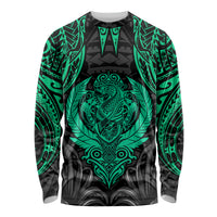 Polynesian Long Sleeve Shirt Abstract Tiki TS04 Unisex Black Yellow - Polynesian Pride