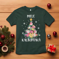 Mele Kalikimaka Hawaiian Christmas Tree Tropical Flower T Shirt TS09 Dark Forest Green - Polynesian Pride