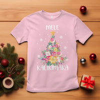 Mele Kalikimaka Hawaiian Christmas Tree Tropical Flower T Shirt TS09 Light Pink - Polynesian Pride