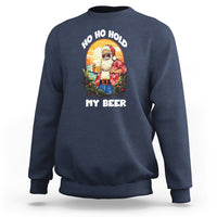Christmas In Hawaii Sweatshirt Ho Ho Hold My Beer Cool Santa Sunglass TS09 Navy - Polynesian Pride