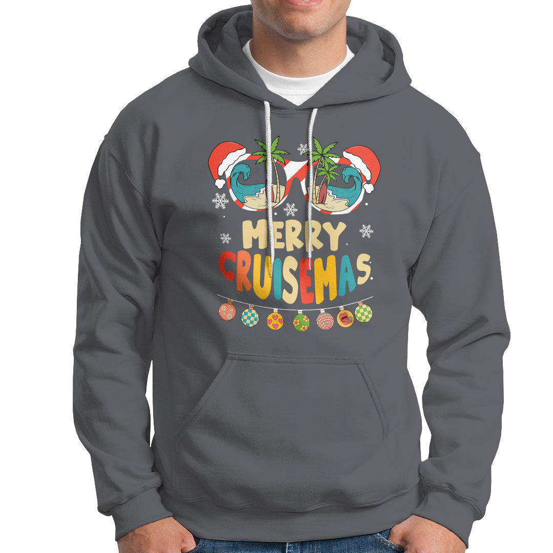 Merry Cruisemas Hawaiian Christmas Palm Tree Sunglass Hoodie TS09 Charcoal - Polynesian Pride