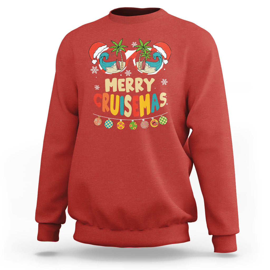 Merry Cruisemas Hawaiian Christmas Palm Tree Sunglass Sweatshirt TS09 Red - Polynesian Pride