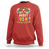 Merry Cruisemas Hawaiian Christmas Palm Tree Sunglass Sweatshirt TS09 Red - Polynesian Pride