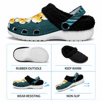 Turquoise Tropical Plumeria With Galaxy Polynesian Art Fleece Clogs