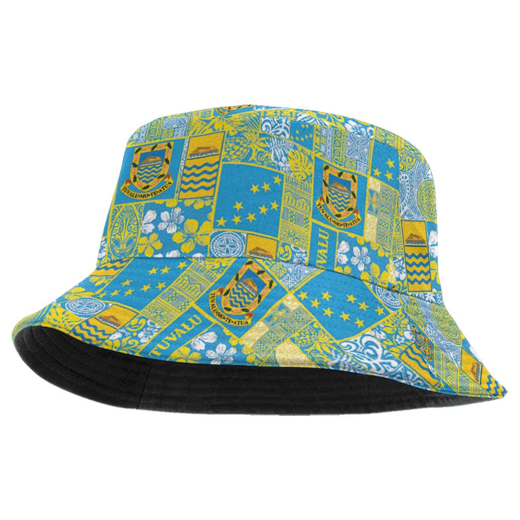 Tuvalu Manuia te Kilisimasi Bucket Hat Pacific Patchwork Xmas Vibes LT9 One Size Green - Polynesian Pride