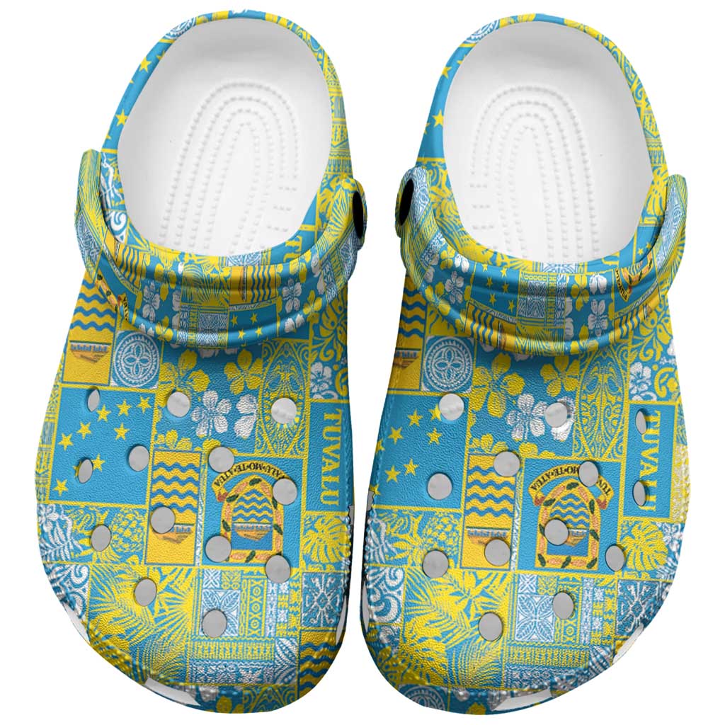 Tuvalu Manuia te Kilisimasi Clogs Shoes Pacific Patchwork Xmas Vibes LT9 Green - Polynesian Pride